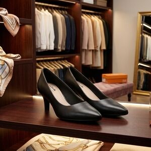 Clarks Classic Black Leather Heels